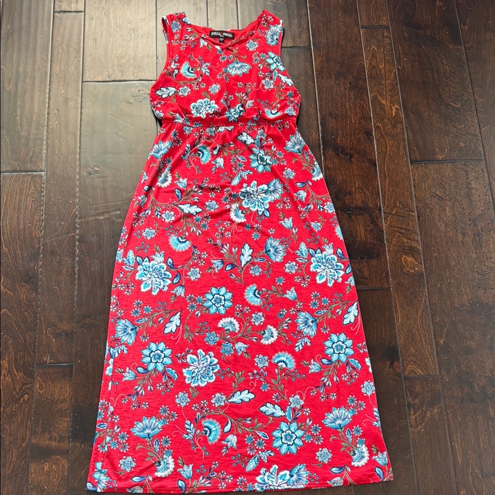 Floral Red Sleeveless Dress